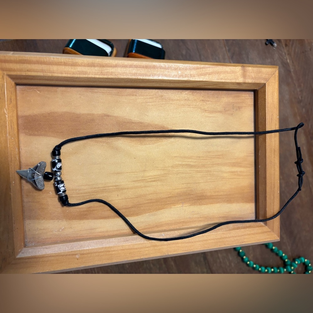 Black and Silver Shark Tooth Beaded Necklace